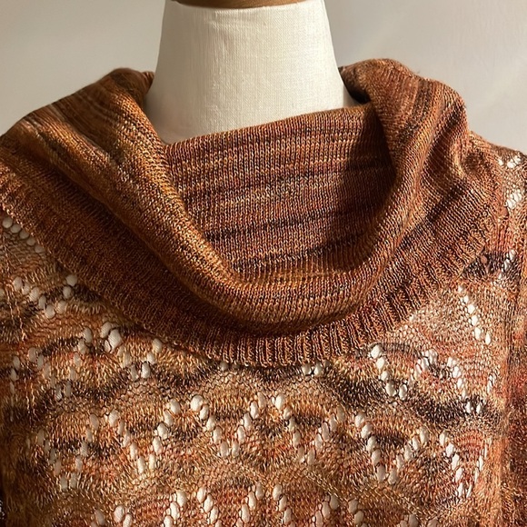 CATHERINES NWT CROCHET lightweight knit layering sweater cowl neck 1X rusty - Picture 3 of 12